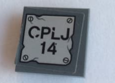 Tile, Modified 2 x 2 Inverted with 'CPLJ 14' and 4 Screws Pattern (Sticker) - Set 76096