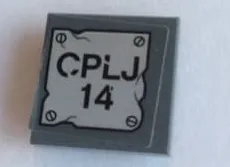 Tile, Modified 2 x 2 Inverted with 'CPLJ 14' and 4 Screws Pattern (Sticker) - Set 76096