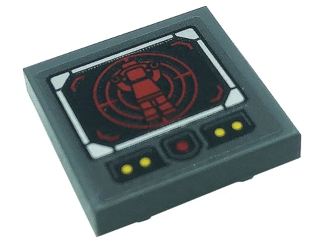 Tile, Modified 2 x 2 Inverted with Red and Yellow Dots, Radar Screen and Minifigure Pattern (Sticker) - Set 76161