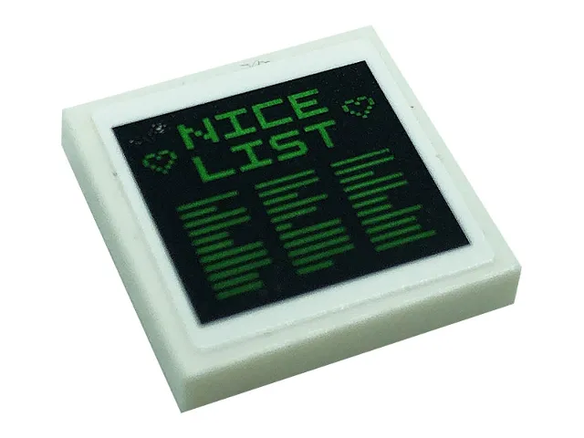 Tile, Modified 2 x 2 Inverted with 'NICE LIST', Hearts, and Lines on Black Background Pattern (Sticker) - Set 10275