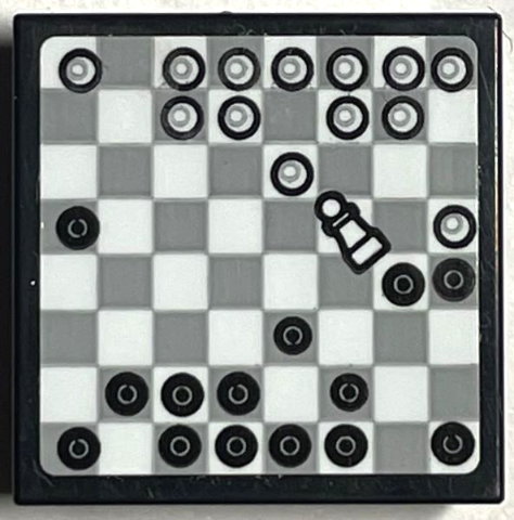 Tile, Modified 2 x 2 Inverted with Chess Board and Knocked over Chess Piece Pattern (Sticker) - Set 76399