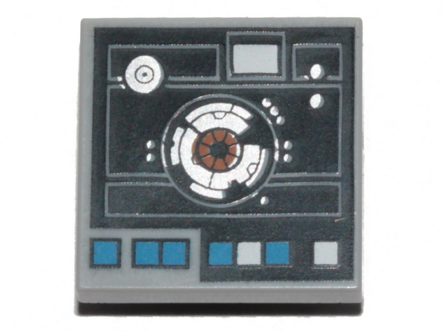 Tile, Modified 2 x 2 Inverted with SW Astromech Droid Access Panel Pattern