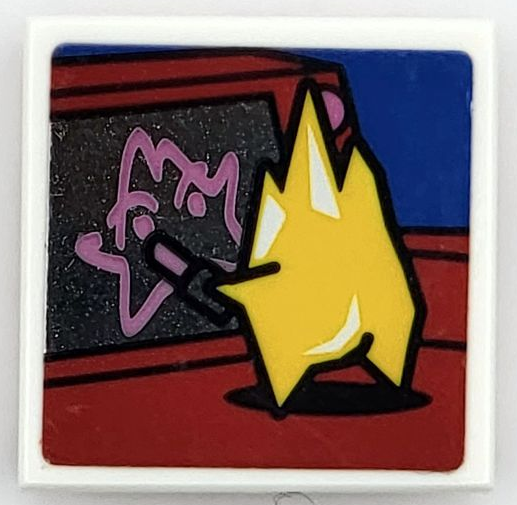 Tile, Modified 2 x 2 Inverted with Yellow Kryptomite Drawing with Lipstick Pattern (Sticker) – Set 41236