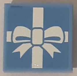 Tile, Modified 2 x 2 Inverted with Gift Wrap White Bow Pattern (Sticker) - Set 41453