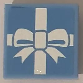 Tile, Modified 2 x 2 Inverted with Gift Wrap White Bow Pattern (Sticker) - Set 41453