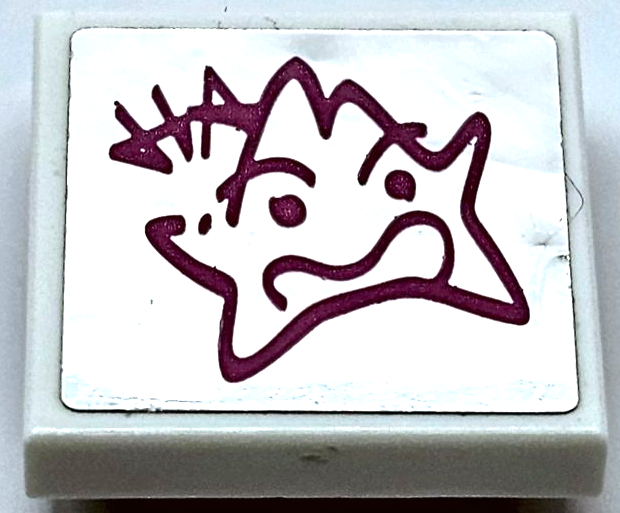 Tile, Modified 2 x 2 Inverted with Dark Pink Kryptomite Graffiti and 'HA' on Silver Mirror Pattern (Sticker) - Set 41236