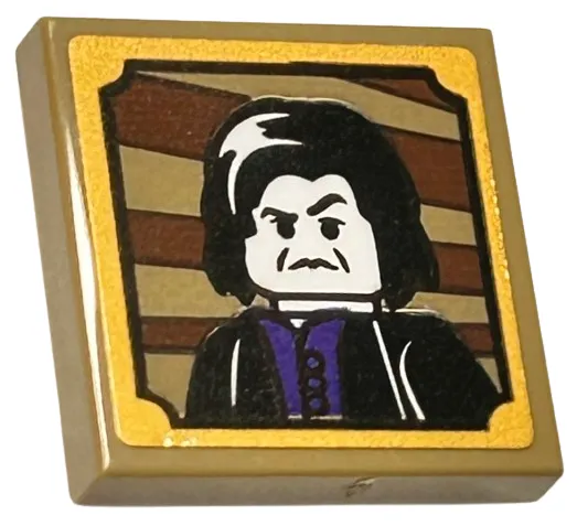 Tile, Modified 2 x 2 Inverted with Professor Severus Snape Minifigure Portrait in Gold Frame Pattern (Sticker) - Set 76410