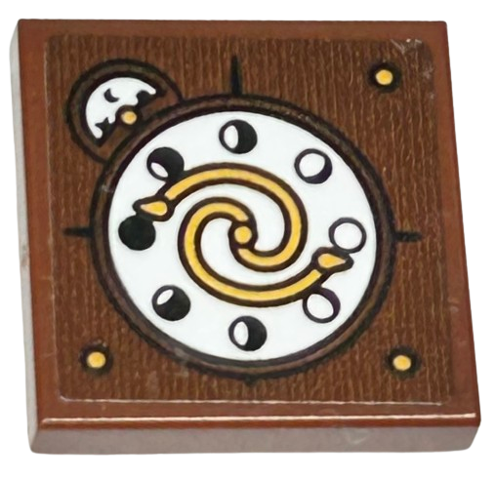 Tile, Modified 2 x 2 Inverted with Black and White Moon Dial with Tan Spinner Pattern (Sticker) - Set 76411