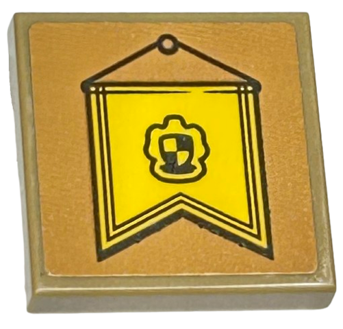 Tile, Modified 2 x 2 Inverted with Yellow Hufflepuff Hanging Banner with Black Crest Pattern (Sticker) - Set 76412