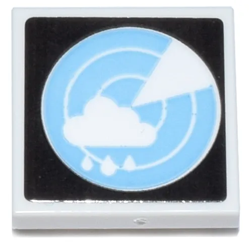 Tile, Modified 2 x 2 Inverted with Bright Light Blue and White Sonar Readout on Black Background Pattern (Sticker) - Set 910040