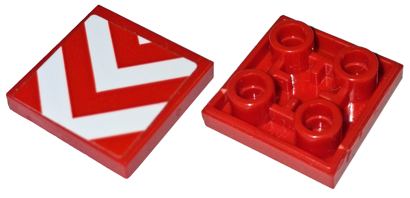 Tile, Modified 2 x 2 Inverted with White Danger Chevrons Pattern (Sticker) - Set 60324