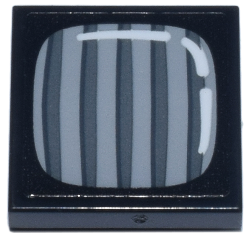 Tile, Modified 2 x 2 Inverted with TV Tube Screen, Dark Bluish Gray and Light Bluish Gray Static Stripes and White Highlights Pattern (Sticker) - Set 910050