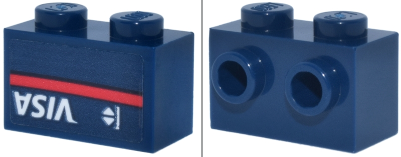 Brick, Modified 1 x 2 with Studs on 1 Side with White 'VISA' Logo and Arrows, Red Line Pattern Model Left Side (Sticker) - Set 77243