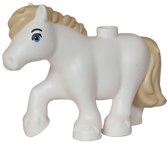 Horse, Friends Style, Pony with Molded Tan Mane and Tail and Printed Black Eyebrow and Eyelash, Medium Azure Eye Pattern (Bramble)