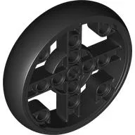Wheel Technic with Axle Hole and 10 Pin Holes with Molded Black Hard Rubber Tire Pattern