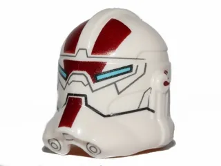 Minifigure, Headgear Helmet SW Clone Trooper (Phase 2) with Jek-14 Light Blue Visor and Dark Red Pattern