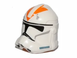 Minifigure, Headgear Helmet SW Clone Trooper (Phase 2) with Black Visor and Orange 212th Attack Battalion Markings Pattern