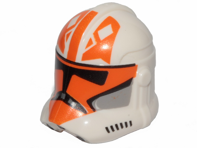 Minifigure, Headgear Helmet SW Clone Trooper (Phase 2) with Black Visor and Orange 332nd Company Pattern