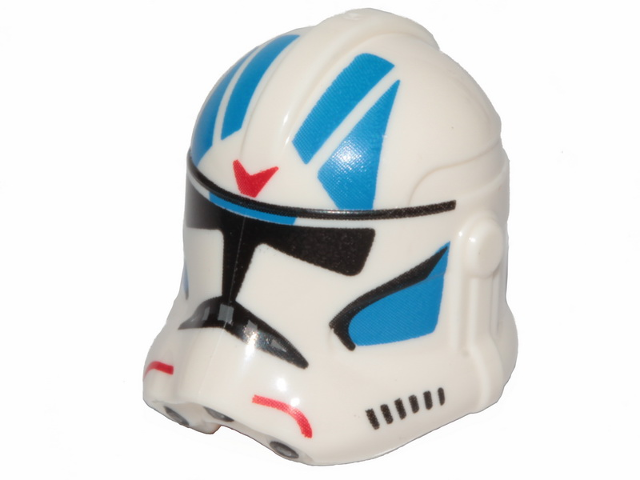 Minifigure, Headgear Helmet SW Clone Trooper (Phase 2) with Blue and Red 501st Legion Pattern