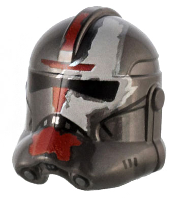 Minifigure, Headgear Helmet SW Clone Trooper (Phase 2) with Dark Red and White Worn Paint Markings Pattern (Hunter)