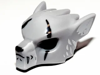 Minifigure, Headgear Mask Wolf with Fangs, Scars and White Ears Pattern