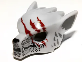 Minifigure, Headgear Mask Wolf with Fangs, Stubble and Three Dark Red Gashes Pattern