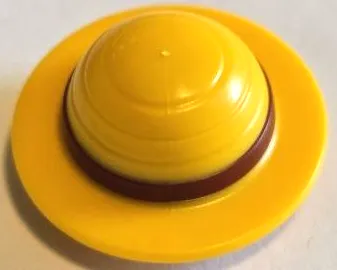 Minifigure, Hair Combo, Hat with Hair, Straw Hat with Molded Dark Red Band and Short Hair Pattern