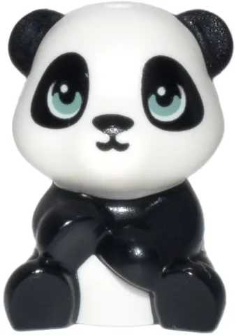 Panda, Friends Style, Baby Cub, Sitting with Molded White Head and Body and Printed Black Nose and Eye Patches and Sand Green Eyes Pattern (Qui Qui)