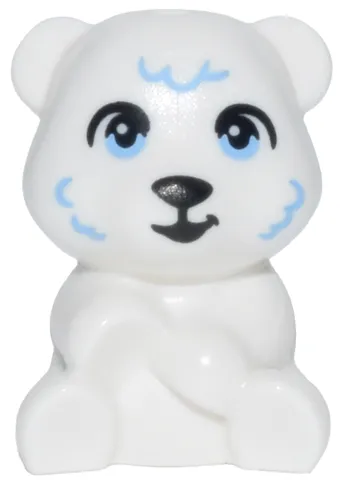 Panda, Mini Doll Style, Baby Cub, Sitting with Bright Light Blue Eyes and Fur and Black Nose Pattern