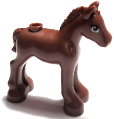 Horse, Friends Style, Baby Foal with Black, White and Reddish Brown Eyes with Double Eyelashes Pattern