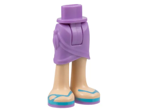 Mini Doll Hips and Skirt Wrap with Light Nougat Legs and Sandals with Medium Lavender Soles and Medium Azure Straps Pattern - Thick Hinge