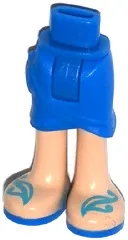 Mini Doll Hips and Skirt Wrap with Light Nougat Legs and Sandals with Blue Soles and Medium Azure Straps Pattern - Thick Hinge