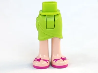 Mini Doll Hips and Skirt Wrap with Light Nougat Legs and Magenta Sandals with Straps and Stars Pattern - Thick Hinge