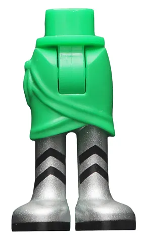 Mini Doll Hips and Skirt Wrap with Silver Long Boots with Black Soles and Chevrons Pattern - Thick Hinge