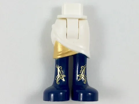 Mini Doll Hips and Skirt Wrap with Gold Layer and Dark Blue Long Boots with Gold Filigree Pattern - Thick Hinge