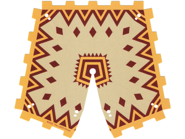 Cloth Tent / Roof Pyramid with Bright Light Orange and Dark Red Zigzag Lines and Diamonds Pattern