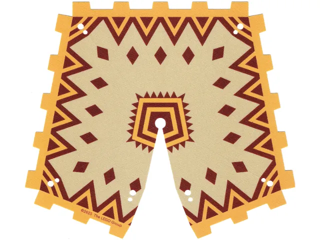 Cloth Tent / Roof Pyramid with Bright Light Orange and Dark Red Zigzag Lines and Diamonds Pattern