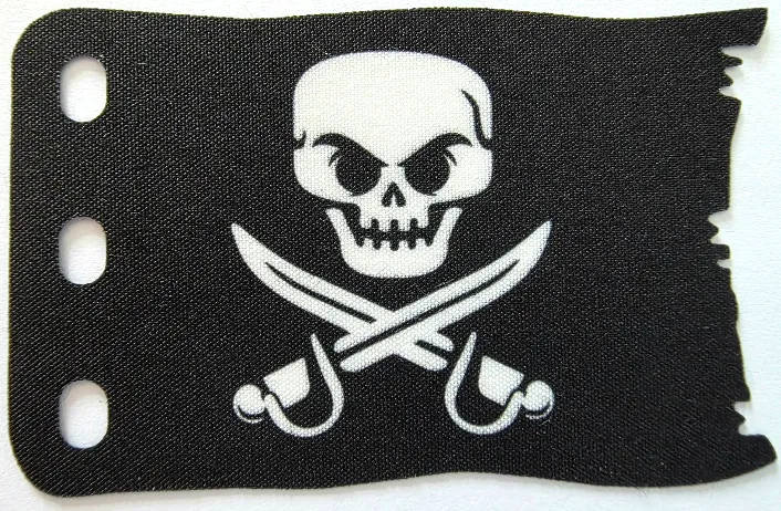 Cloth Flag 7 x 5 Jagged Edge with Skull and Crossed Cutlasses (Jolly Roger) Pattern on Both Sides