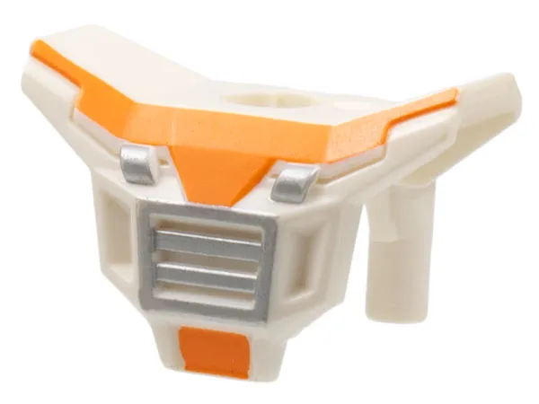 Minifigure Armor Space with Square Shoulder Protection with Silver Grille and Orange Markings Pattern