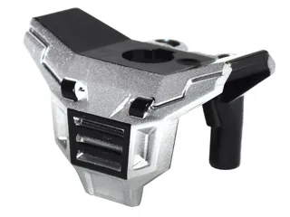 Minifigure Armor Space with Square Shoulder Protection with Metallic Silver and Black Grille Pattern