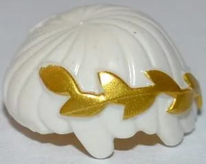 Minifigure, Hair Short, Straight Cut Fringe with Gold Laurel Wreath Pattern