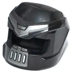 Minifigure, Headgear Helmet Space with Open Visor Small and Mouth Grille and Silver Markings Pattern