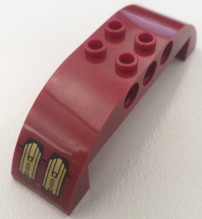 Slope, Curved 8 x 2 x 2 Double with Gold and Dark Red Iron Man Hulkbuster Armor Pattern (Sticker) - Set 76105