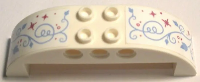 Slope, Curved 8 x 2 x 2 Double with Bright Light Blue Vines and Magenta Sparkles Pattern on Both Sides (Stickers) - Set 43192