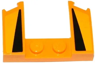 Wedge 3 x 4 x 2/3 Curved with Cutout with 2 Black Triangles on Bright Light Orange Background Pattern (Stickers) - Set 75909