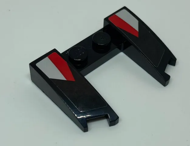 Wedge 3 x 4 x 2/3 Curved with Cutout with Silver and Red Stripes Pattern (Stickers) - Set 75886