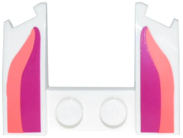 Wedge 3 x 4 x 2/3 Curved with Cutout with Magenta and Coral Curved Lines Pattern (BrickHeadz Drift Ears)