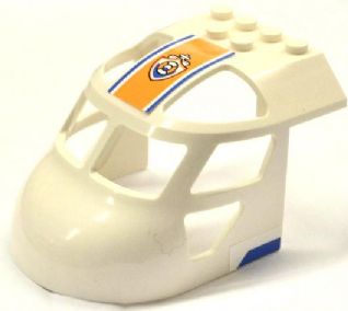 Aircraft Fuselage Forward Top Curved 6 x 8 x 4 with Coast Guard Logo on Orange Background and Blue Lines Pattern on Both Sides (Stickers) - Set 60013