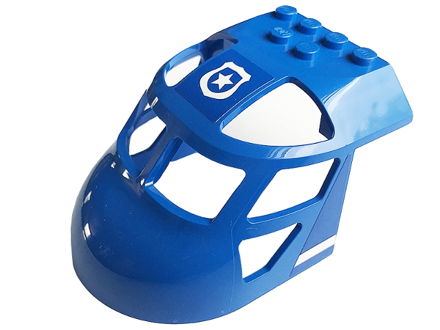 Aircraft Fuselage Forward Top Curved 6 x 8 x 4 with White Police Badge and Line Pattern on Both Sides (Stickers) - Set 60173