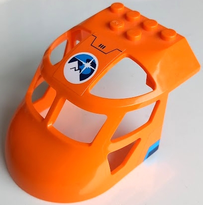 Aircraft Fuselage Forward Top Curved 6 x 8 x 4 with Dark Blue, Dark Azure and White Arctic Explorers Logo on Top and Stripes on Both Sides Pattern (Stickers) - Set 60196